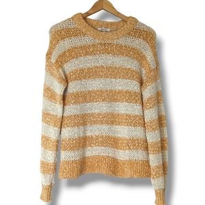 Madewell Baez Chunky Knit Stripe Creamcicle Pullover Sweater: Women's XS